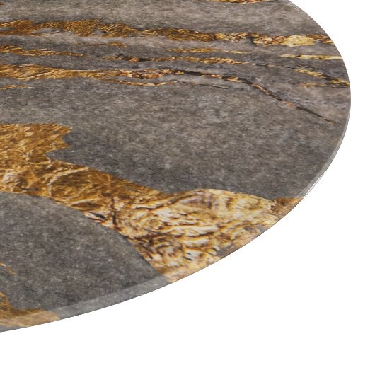 金ゴールドで覆われた灰色の大理石のテクスチャ付きの背景。 カッティングボード (角)