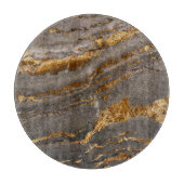 金ゴールドで覆われた灰色の大理石のテクスチャ付きの背景。 カッティングボード (正面)