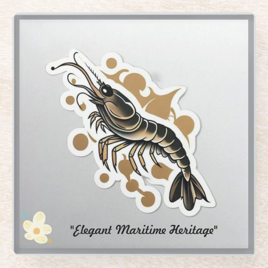 金ゴールドといかり ガラスコースター (正面)