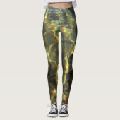 金ゴールドときらめくグリーン海ウォーターシック レギンス (正面)