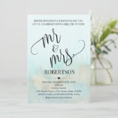 金ゴールドとのティール(緑がかった色)前にミスター&ミセス・カップルシャワー 招待状 (スタンド正面)