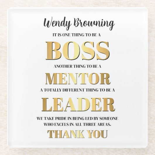 金ゴールドとはっきりしたボスの評価週 ガラスコースター (正面)