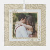 金ゴールドとアイボリーの写真 ガラスオーナメント (正面)