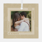 金ゴールドとアイボリーの写真 ガラスオーナメント (裏面)