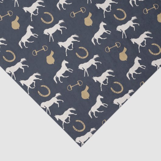 金ゴールドとアイボリーの英国馬のパターン 薄葉紙 (詳細)