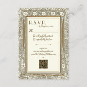 金ゴールドとアイボリーエレガントアールヌーボーR.S.V.P. エンクロージャーカード (正面)