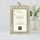 金ゴールドとアイボリーエレガントアールヌーボーR.S.V.P. エンクロージャーカード (スタンド正面)