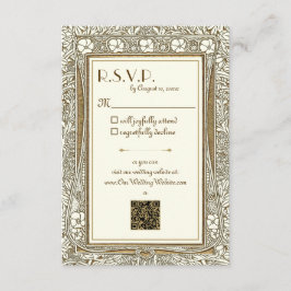 金ゴールドとアイボリーエレガントアールヌーボーR.S.V.P. エンクロージャーカード