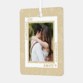 金ゴールドとアイボリーカップルの写真 メタルオーナメント (正面左)