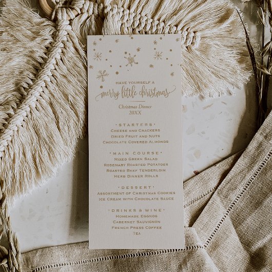 金ゴールドとアイボリースノーフレーククリスマスディナー メニュー