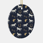 金ゴールドとアイボリー英語の馬のパターン セラミックオーナメント (右)