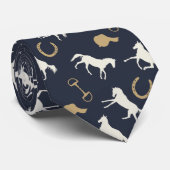 金ゴールドとアイボリー英語の馬のパターン ネクタイ (ロール)