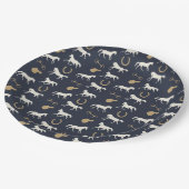 金ゴールドとアイボリー英語の馬のパターン ペーパープレート (アングル)