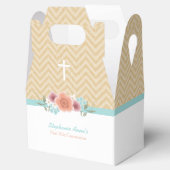 金ゴールドとアクアのフローラスワッグ フェイバーボックス (オープン)