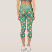 金ゴールドとアクアアールデコ幾何学模様 カプリレギンス (裏面)