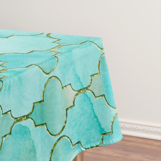 金ゴールドとアクアマロカン模様 テーブルクロス (インサイチュ)