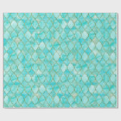 金ゴールドとアクアマロカン模様 ラッピングペーパー (フラット)