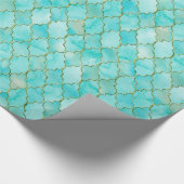 金ゴールドとアクアマロカン模様 ラッピングペーパー (角)