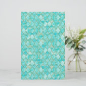 金ゴールドとアクアマロカン模様 便箋 (スタンド正面)