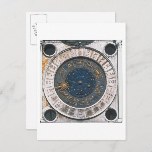 金ゴールドとエナメル時計の顔、デザインはMaによって開始 ポストカード (正面/裏面)