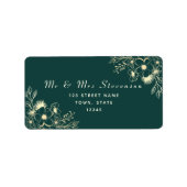 金ゴールドとエメラルドグリーン差出人住所ラベル ラベル (正面)