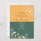 金ゴールドとエメラルドグリーン結婚式招待状 招待状 (正面)