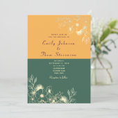 金ゴールドとエメラルドグリーン結婚式招待状 招待状 (スタンド正面)