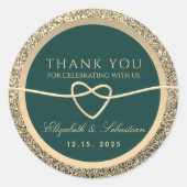 金ゴールドとエメラルド結婚グリーンありがとう ラウンドシール (正面)