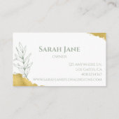 金ゴールドとエメラルド葉ズミニマリスト名刺 名刺 (裏面)