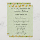 金ゴールドとエメラルド・ジュエル結婚ズ 招待状 (正面/裏面)