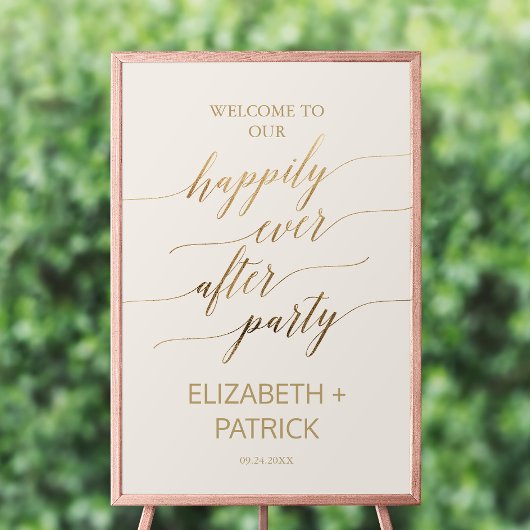 金ゴールドとエレガントアイボリーがパーティーの後ずっと幸せに ポスター