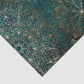 金ゴールドとエレガントティール(緑がかった色)グリーンフローラマンダラパターン 薄葉紙 (詳細)