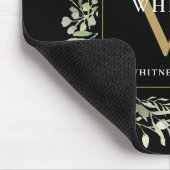 金ゴールドとエレガントブラックモノグラム緑フローラ マウスパッド (コーナー)