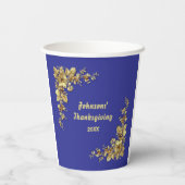 金ゴールドとエレガントブルゴーニュの感謝祭 紙コップ (裏面)