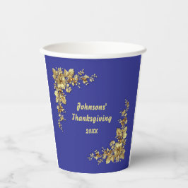 金ゴールドとエレガントブルゴーニュの感謝祭 紙コップ