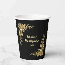 金ゴールドとエレガントブルゴーニュの感謝祭 紙コップ