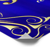 金ゴールドとエレガントブルースウィート16ウェルカムサイン ポスター (角)