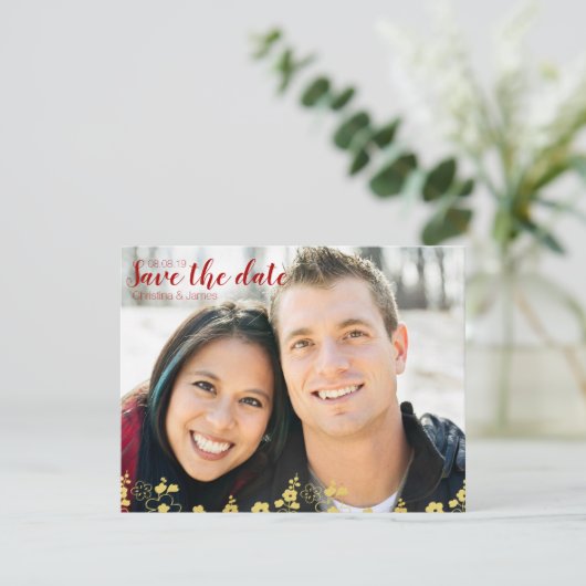 金ゴールドとエレガントホワイトさくらんぼブロッサムオリエンタル セーブザデート (スタンド正面)