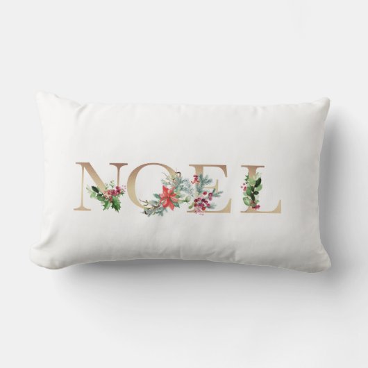 金ゴールドとエレガントホワイトノールクリスマスホリデー ランバークッション (正面)
