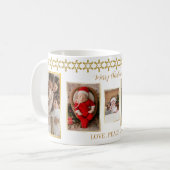 金ゴールドとエレガント白い写真コラージュのクリスマス コーヒーマグカップ (正面左)