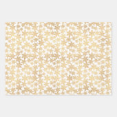 金ゴールドとエレガント白い雪の結晶クリスマス ラッピングペーパーシート (正面3)