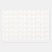 金ゴールドとエレガント白い雪の結晶クリスマス ラッピングペーパーシート (正面2)