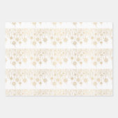 金ゴールドとエレガント白い雪の結晶クリスマス ラッピングペーパーシート (正面)