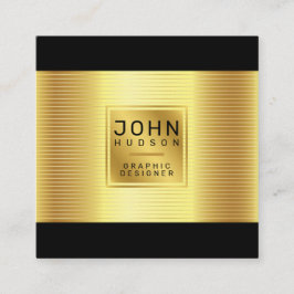金ゴールドとエレガント金ゴールド・リンク付きブラック・ビジネス・カード スクエア名刺