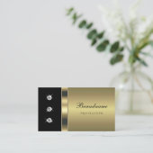 金ゴールドとエレガント黒と発光するライン石 名刺 (スタンド正面)