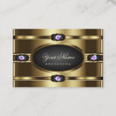 金ゴールドとエレガント黒と輝くラインストーン 名刺 (正面)