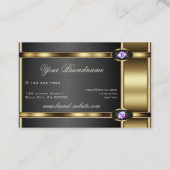 金ゴールドとエレガント黒と輝くラインストーン 名刺 (裏面)