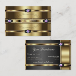 金ゴールドとエレガント黒と輝くラインストーン 名刺