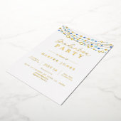 金ゴールドとエレガント2025年青卒業クラス 箔招待状 (回転した状態)