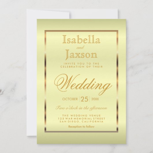 金ゴールドとエ淡い色のイロサテン招待状 招待状 (正面)